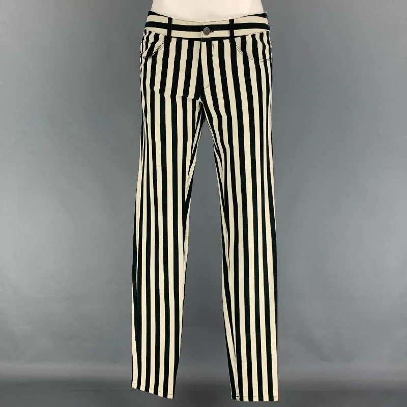 JOSEPH Size 6 Black White Cotton Stripe Skinny Jeans