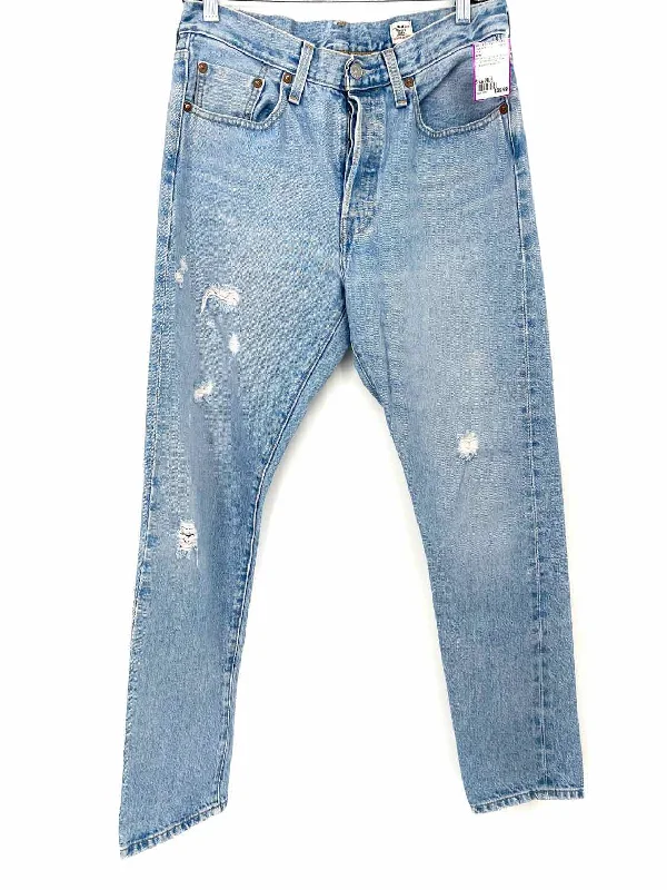 Levi's white oak cone denim Women's Light Blue Distressed Size 28/6 Jeans Trendy Wide-Legged High-Waist Jeans Levi's white oak cone denim Women's Light Blue Distressed Size 28/6 Jeans Trendy Wide-Legged High-Waist Jeans