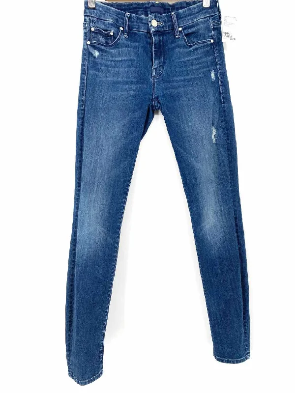 Mother The Looker Women's Blue Skinny Denim Distressed Size 24 Jeans Elegant Tapered Leg Denim Mother The Looker Women's Blue Skinny Denim Distressed Size 24 Jeans Elegant Tapered Leg Denim