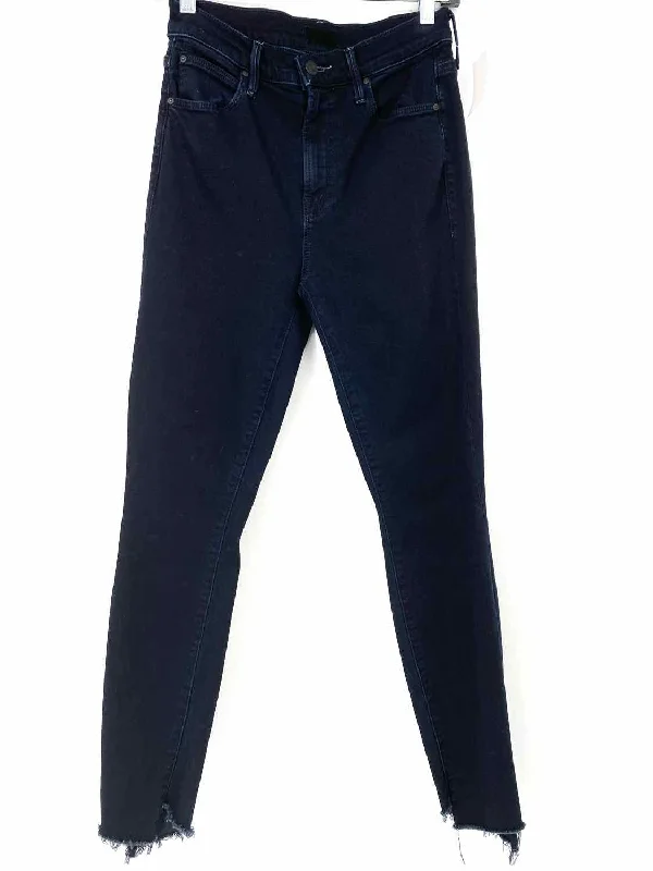 Mother The Stunner Zip Women's Midnight Skinny Denim Raw Hem Size 25 Jeans Casual Distressed Skinny Jeans Mother The Stunner Zip Women's Midnight Skinny Denim Raw Hem Size 25 Jeans Casual Distressed Skinny Jeans
