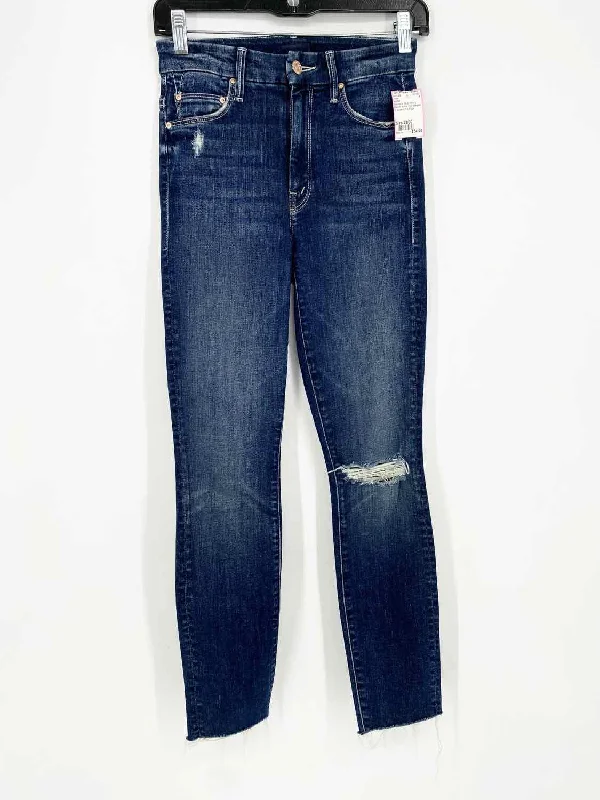 Mother Women's Blue Skinny Denim Looker Ankle Fray High Waisted Size 23/00 Jeans Trendy Flared Leg Jeans Mother Women's Blue Skinny Denim Looker Ankle Fray High Waisted Size 23/00 Jeans Trendy Flared Leg Jeans