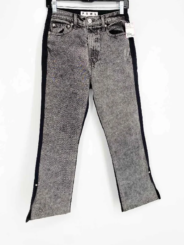 Proenza Schouler Women's Gray/Black Straight Cotton Blend Color Block Jeans Stylish Relaxed Fit Skinny Jeans Proenza Schouler Women's Gray/Black Straight Cotton Blend Color Block Jeans Stylish Relaxed Fit Skinny Jeans