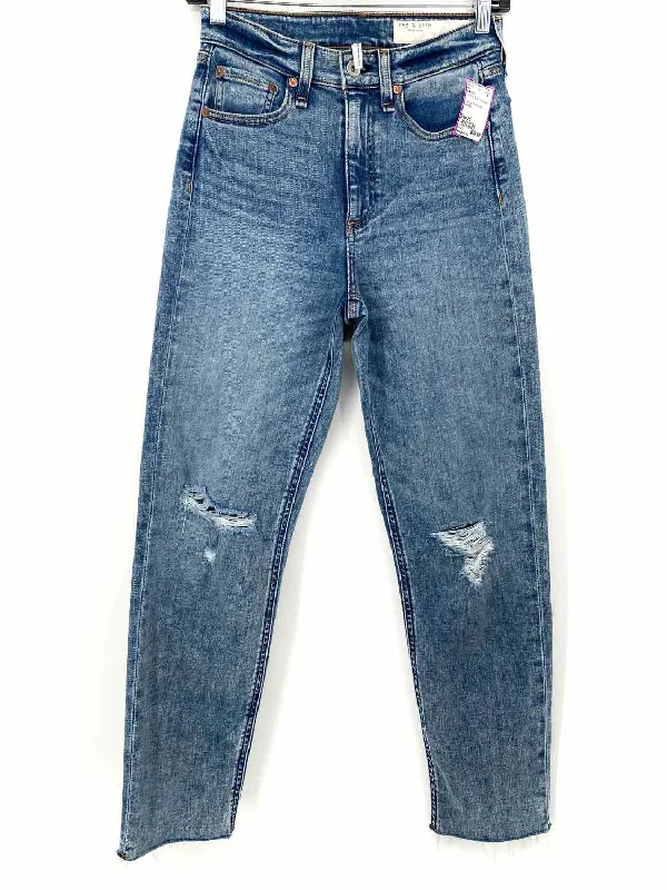 rag & bone Nina High Rise Ankle Cigarette Women's Blue Distressed Size 25 Jeans Cozy Relaxed Fit Denim Jeans rag & bone Nina High Rise Ankle Cigarette Women's Blue Distressed Size 25 Jeans Cozy Relaxed Fit Denim Jeans