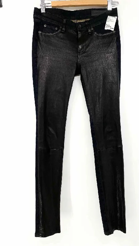 rag & bone Women's Black Skinny Denim Leather Size 25 Jeans Fashionable Bootcut Jeans rag & bone Women's Black Skinny Denim Leather Size 25 Jeans Fashionable Bootcut Jeans