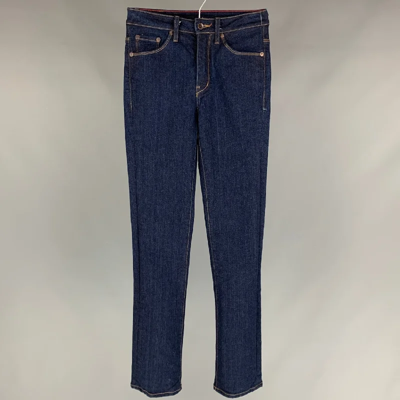 RALEIGH Size 2 Indigo Cotton Blend Denim Straight Jeans Trendy Wide-Leg High-Waist Denim RALEIGH Size 2 Indigo Cotton Blend Denim Straight Jeans Trendy Wide-Leg High-Waist Denim