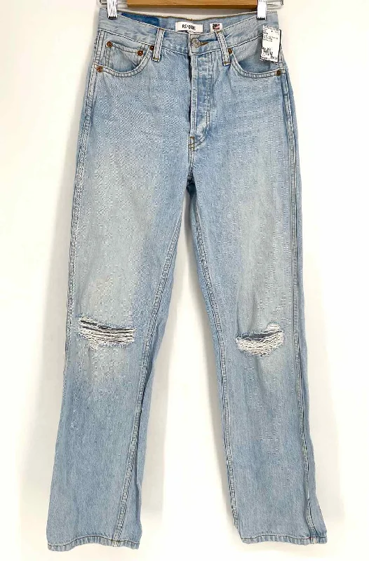 REDONE Loose Cut Women's Light Blue High Rise Distressed Size 25/0 Jeans