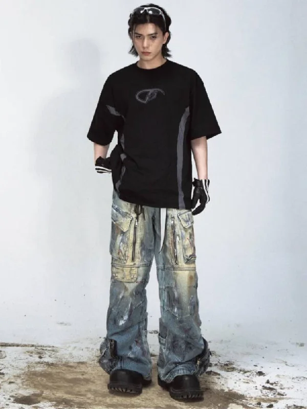 Wide leg jeans【s0000009224】 Comfortable Folded Hem Jeans