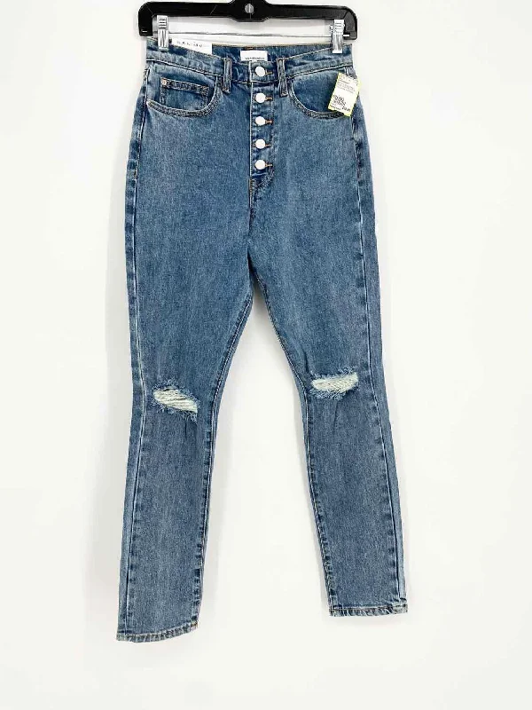 WEWOREWHAT Women's Blue Straight Denim Button Fly High Rise Size 26/2 Jeans Comfortable Dark Wash Jeans WEWOREWHAT Women's Blue Straight Denim Button Fly High Rise Size 26/2 Jeans Comfortable Dark Wash Jeans