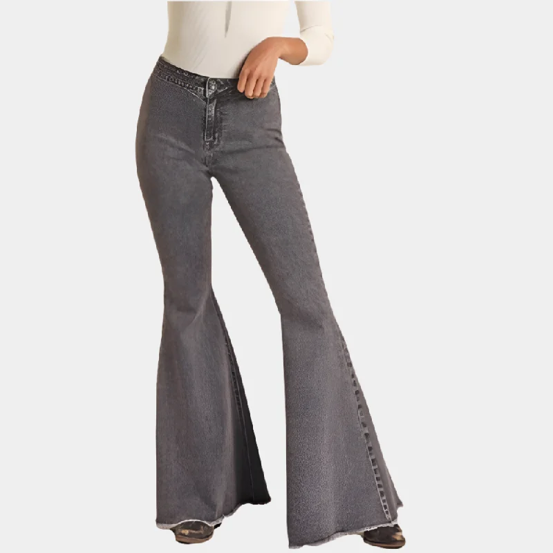 Rock and Roll Denim High Rise Bell Bottom Jeans Trendy Vintage Denim Jeans