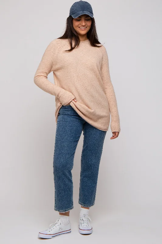 Beige Brushed Knit Sweater