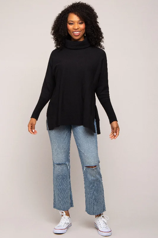 Black Cowl Neck Dolman Sleeve Sweater