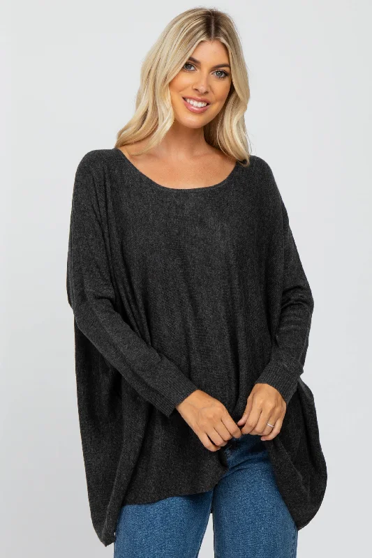 Black Soft Knit Dolman Sleeve Sweater