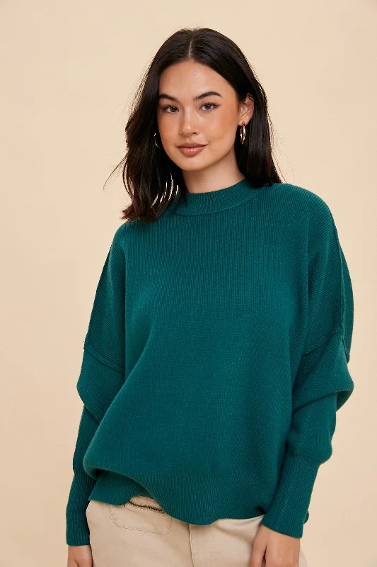 Emerald Knit Mock Neck Sweater