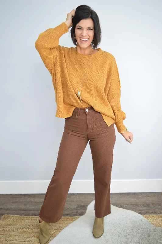 Hazel Blues® | Exposed Seam Dropped Shoulder Slit Sweater Front Pockets Side Pockets Patch Pockets Hazel Blues® | Exposed Seam Dropped Shoulder Slit Sweater Front Pockets Side Pockets Patch Pockets