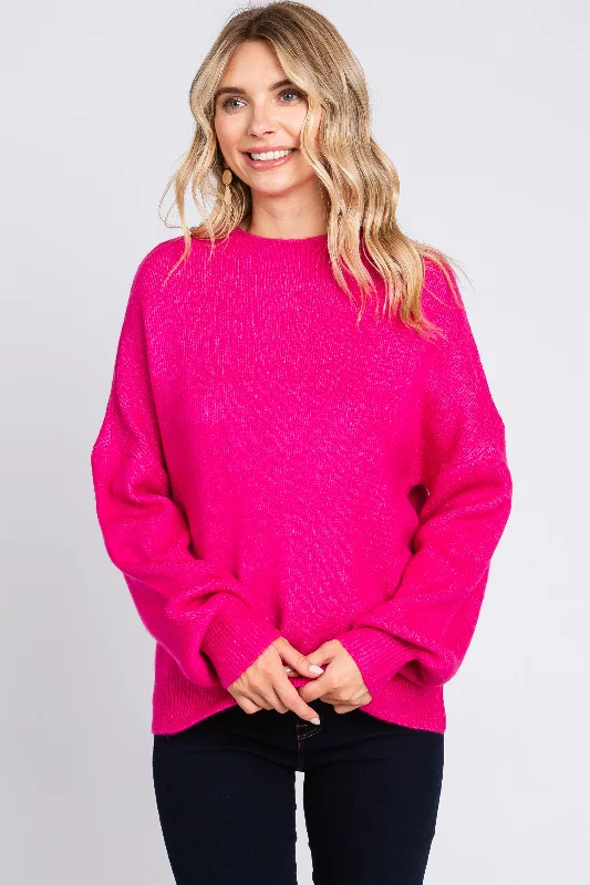 Fuchsia Bubble Sleeve Sweater