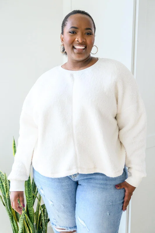 Hazel Blues® | Fuzzy Cuddles Sweater in Off White Boat Neck Shawl Collar Notched Collar Hazel Blues® | Fuzzy Cuddles Sweater in Off White Boat Neck Shawl Collar Notched Collar