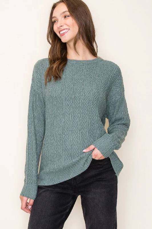 Olive Pattern Knit Sweater