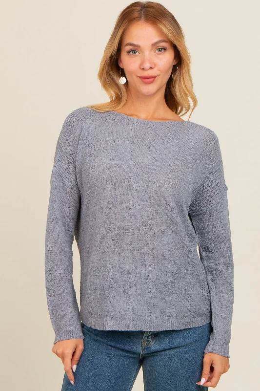 Periwinkle Contrast Knit Panel Sweater