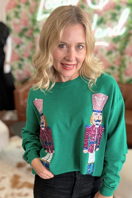 Green Sequin Nutcracker Sweater