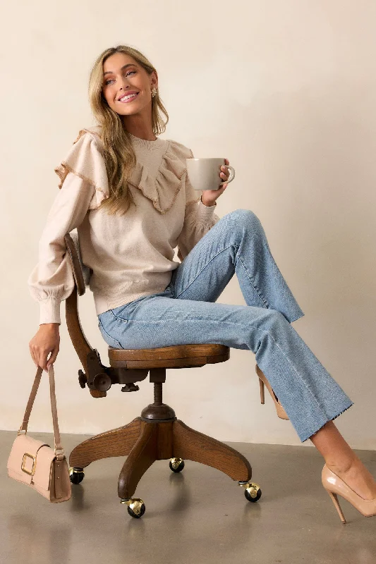 Silent Running Beige Long Sleeve Sweater Top