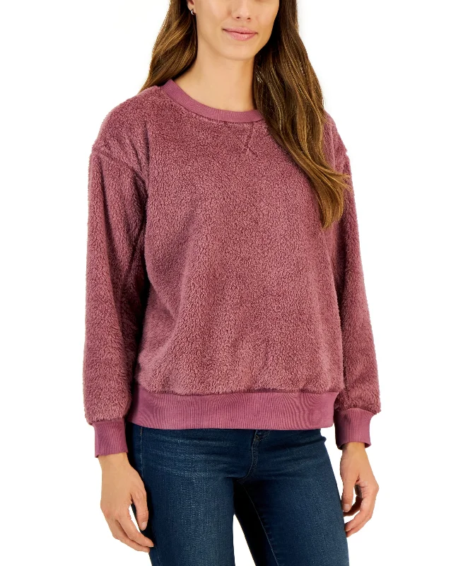 Style & Co Womens Sherpa Long Sleeve Sweater