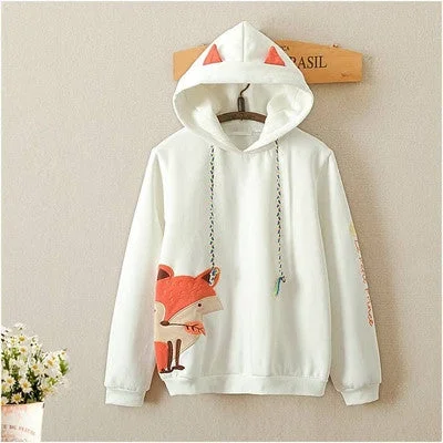 Cute little fox embroidery plus velvet hooded sweater yv2510 Lace Blend Ribbed Blend Corduroy Blend Cute little fox embroidery plus velvet hooded sweater yv2510 Lace Blend Ribbed Blend Corduroy Blend