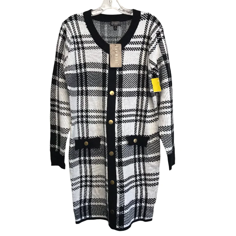 Dress Sweater By Say What In Plaid Pattern, Size:2X Open Front Closed Front Wrap Front Dress Sweater By Say What In Plaid Pattern, Size:2X Open Front Closed Front Wrap Front