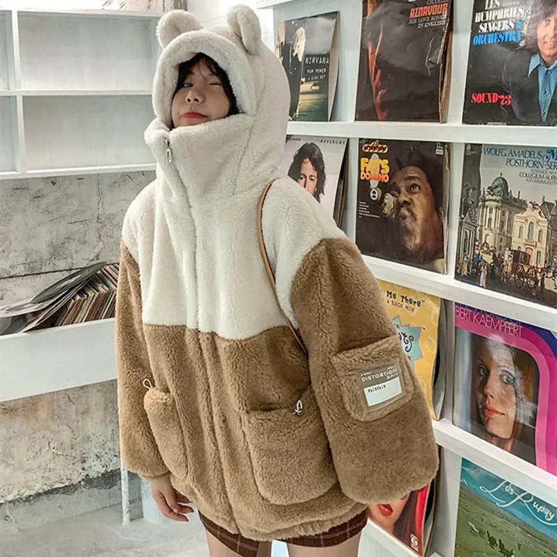 Japanese soft girl cute plus velvet thick hooded sweater ins selling Open Front Closed Front Wrap Front Japanese soft girl cute plus velvet thick hooded sweater ins selling Open Front Closed Front Wrap Front