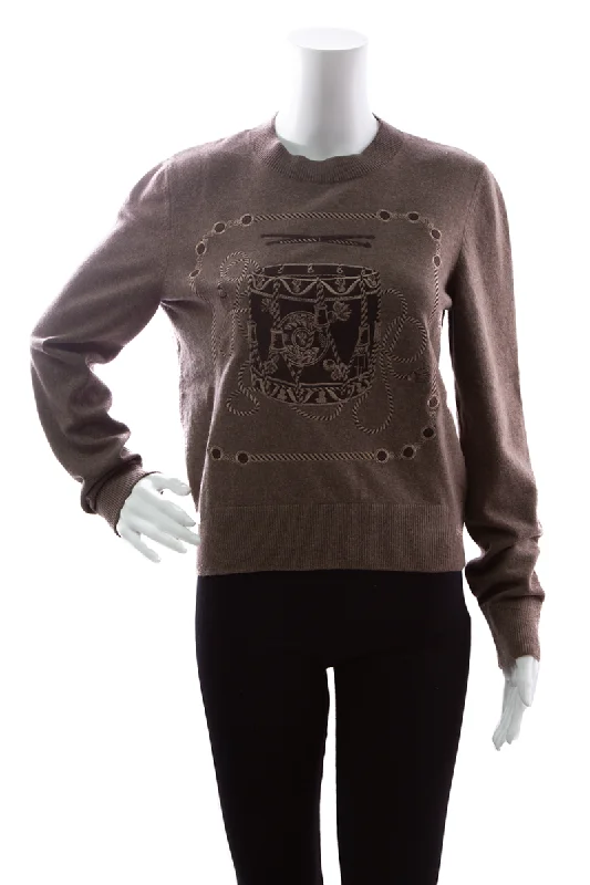 Les Tambours Sweater - Size 38 Ribbed Striped Patterned