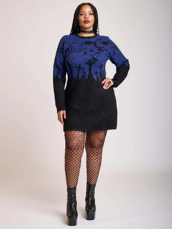 Midnight Cemetery Sweater Dress Long Sweater Short Sweater Cropped Sweater
