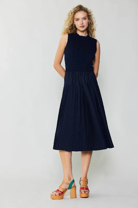 Pleated Skirt Sweater Dress Terry Terry Cloth Terry Knit